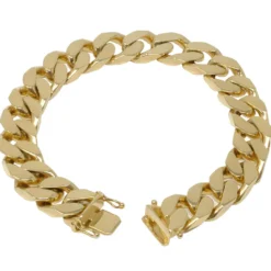 12mm Armband Armkette Panzerarmband, 585 Gold Gelbgold massiv, 22cm, Herren