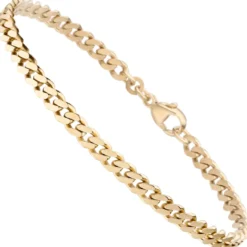 4,6mm Armband Armkette Panzerkette diamantiert aus 333 Gold Gelbgold massiv 21cm