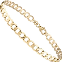 5,7mm Armband Armkette Panzerkette oval flach aus 333 Gold Gelbgold massiv 19cm