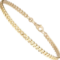 3,9mm Armband Armkette Panzerkette diamantiert aus 333 Gold Gelbgold massiv 21cm