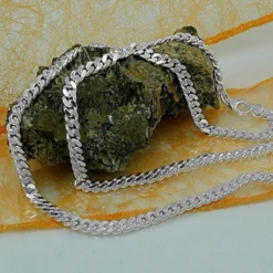 4mm Armband Armkette Panzerkette, 925 Silber, diamantiert, 21cm