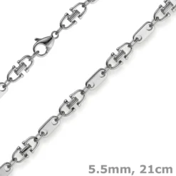 5,5mm Armband Armkette Platte-Steigbügelkette, 585 Gold Weißgold 21cm