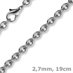 2,7mm Armband Armkette Rundankerkette 585 Gold Weißgold, 19cm Unisex