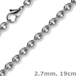 2,7mm Armband Armkette Rundankerkette 750 Gold Weißgold, 19cm Unisex