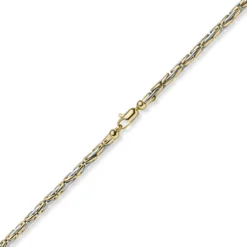 3mm Armband Armkette runde Königskette 585 Gold gelb/weiß bicolor 19cm Unisex