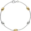 1,5mm Armband Armkette, 925 Silber, rhodiniert teilvergoldet mit Gelbgold, 19cm