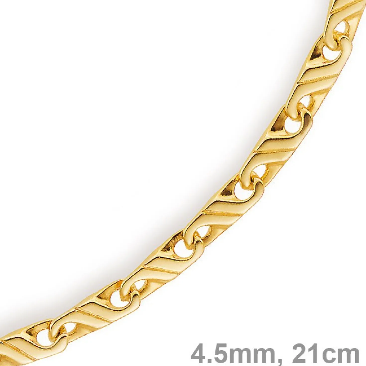 4,5mm Armband Armkette Viktoriakette aus 585 Gold Gelbgold, 21cm, Herren