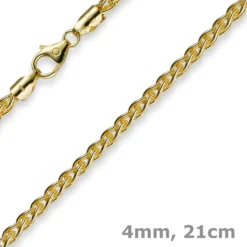 4mm Armband Armkette Zopfkette aus 750 Gold Gelbgold 21cm Unisex Goldarmband