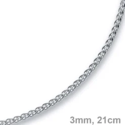 3mm Armband Armkette Zopf-Kette aus 750 Gold Weißgold 21cm Unisex Goldarmband