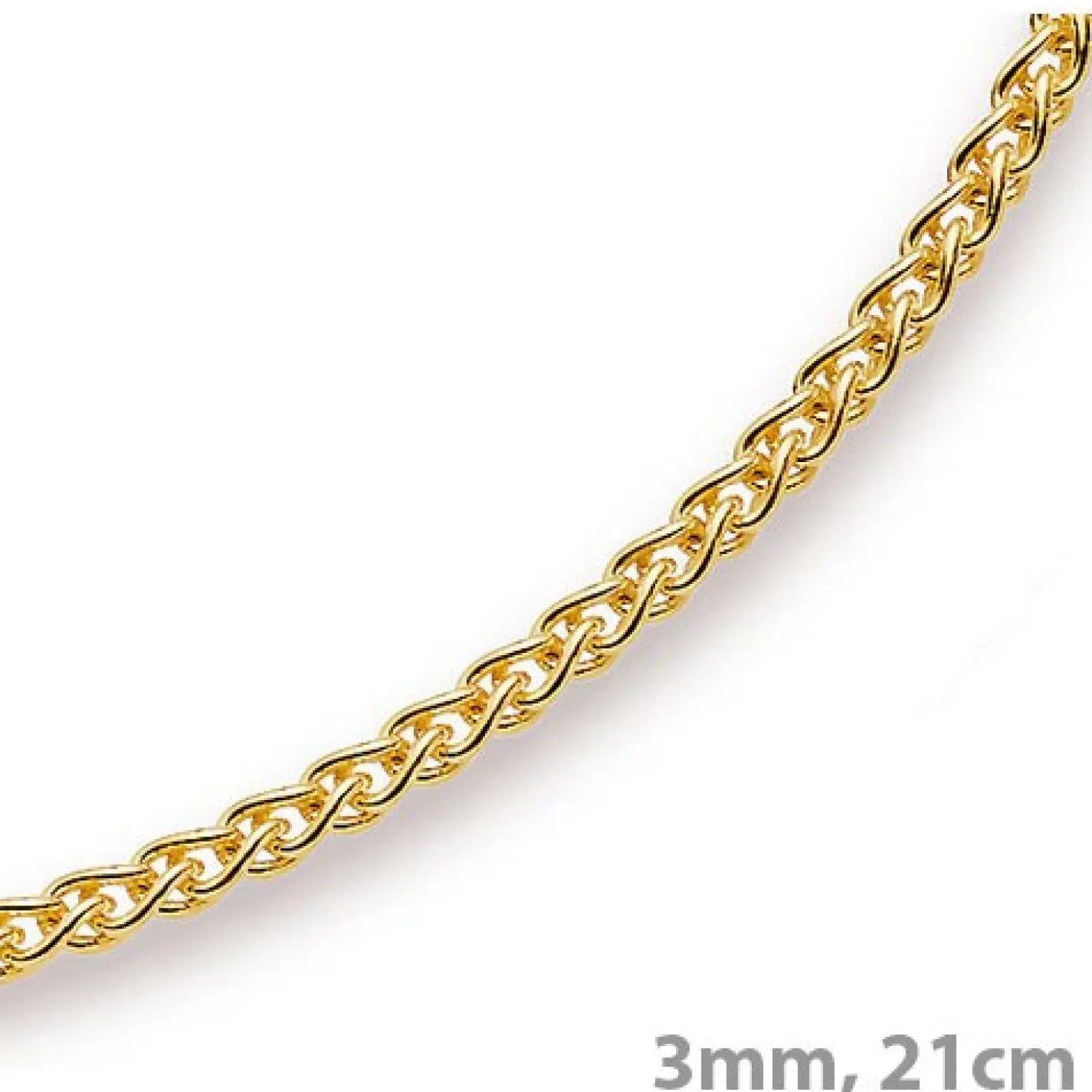3mm Armband Armkette Zopfkette aus 585 Gold Gelbgold, 21cm, Unisex