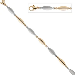 5,5mm Armband Armschmuck spitzoval 585 Gold Gelbgold Weißgold teilmatt 19,5cm