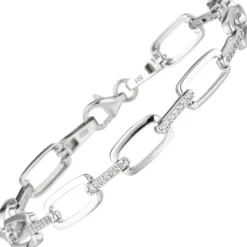 7,2mm Armband aus 925 Silber mit 56 weißen Zirkonia 19cm Armschmuck Damen