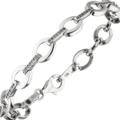 8mm Armband aus 925 Silber mit 70 weißen Zirkonia 19cm Armkette Armschmuck Damen