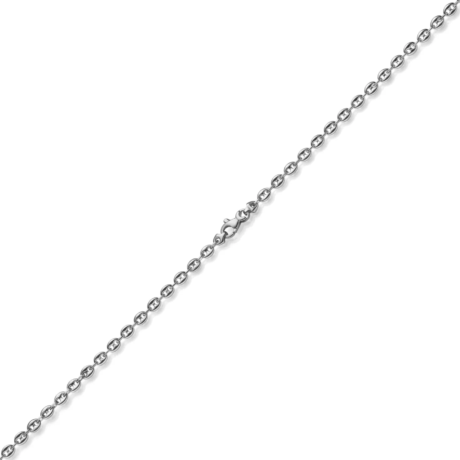3,5mm Armband Bohnenkette Schiffsankerkette aus 585 Gold Weißgold 21cm