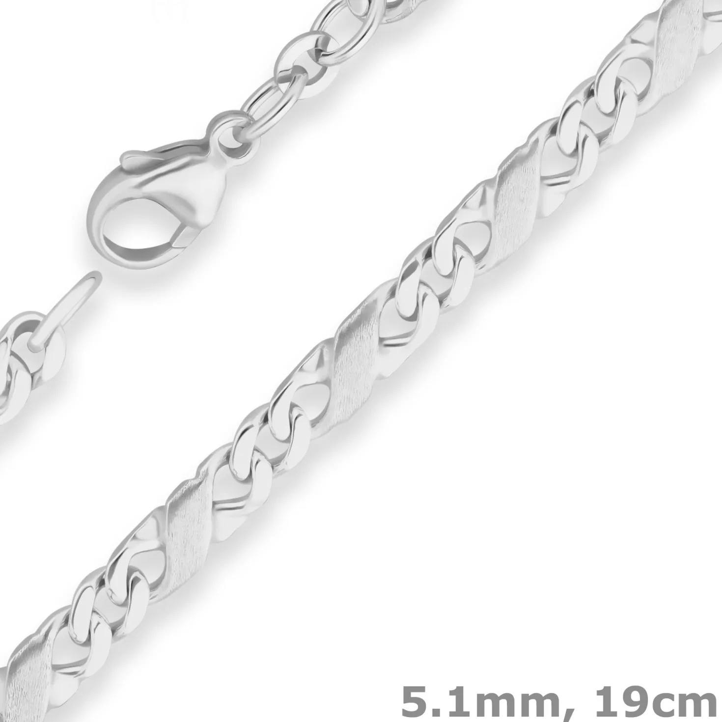 5,1mm Armband Dollarkette Armschmuck aus 925 Silber matt-glänzend 19cm