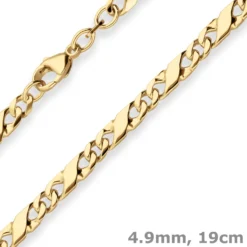 4,9mm Armband Dollarkette Goldarmband Armschmuck aus 585 Gold Gelbgold 19cm