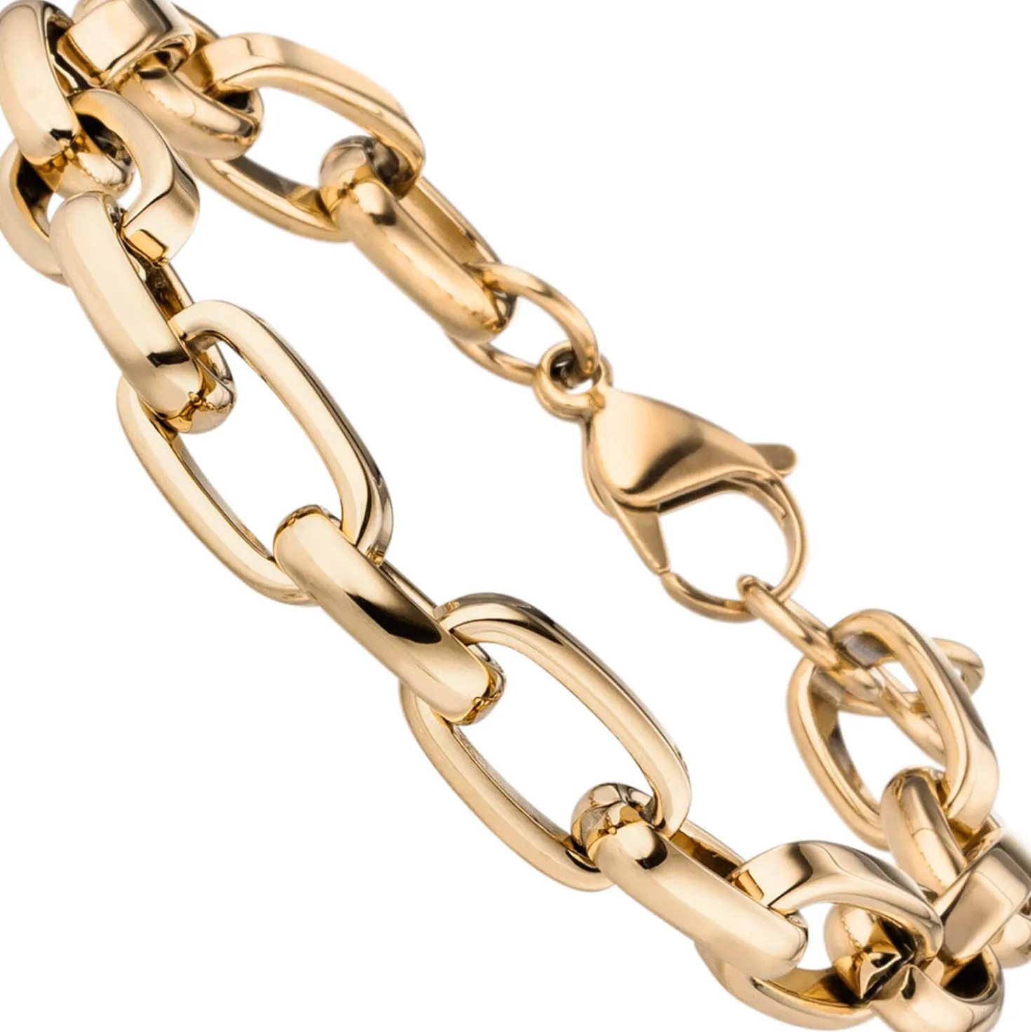 10,2mm Armband Erbs-Anker flach Kette aus Edelstahl gold-farben beschichtet 22cm