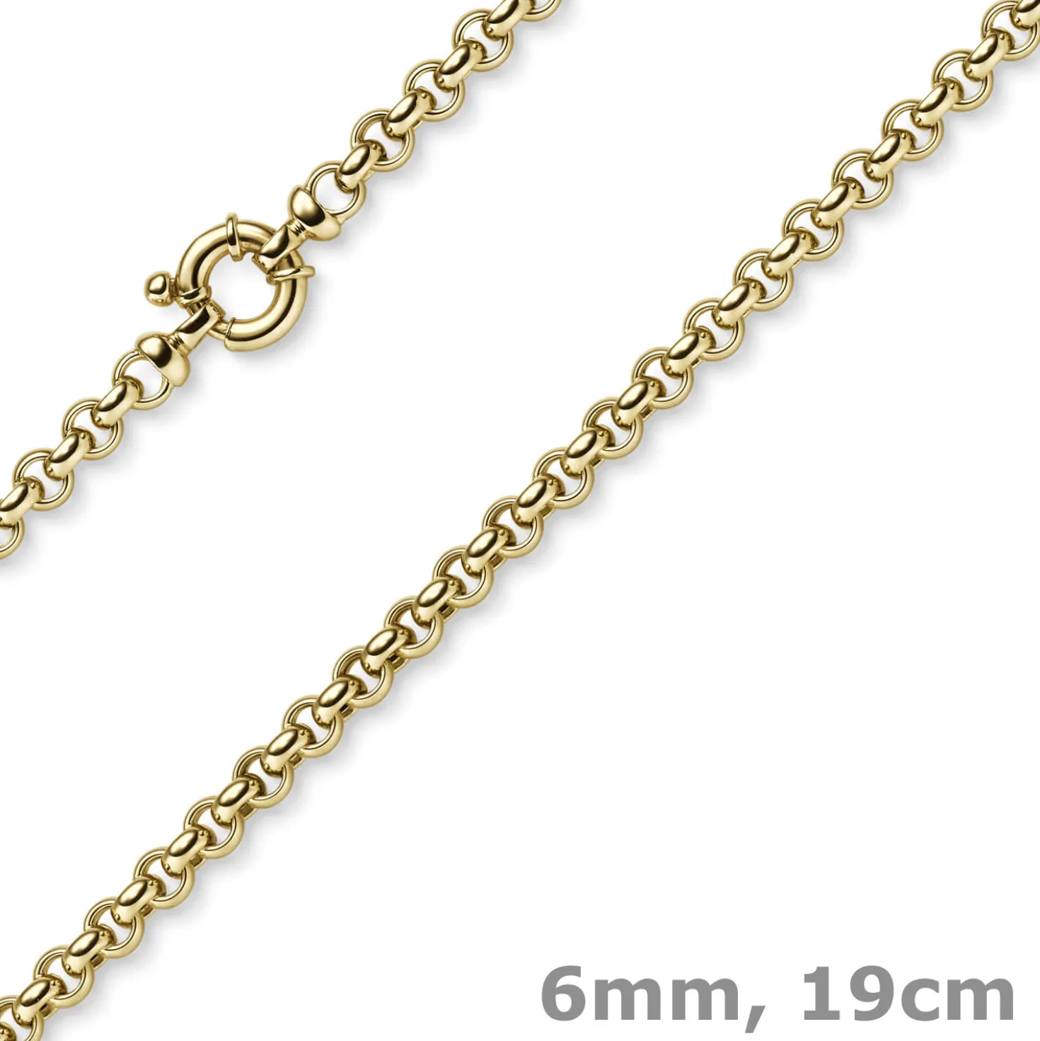6mm Armband Erbskette aus 585 Gold Gelbgold Armschmuck Armkette, Unisex, 19cm