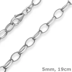 5mm Armband Erbskette Silberarmband Armschmuck aus 925 Silber rhodiniert 19cm