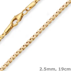 2,5mm Armband Fantasiekette Goldarmband Armschmuck aus 375 Gold gelb/weiß 19cm