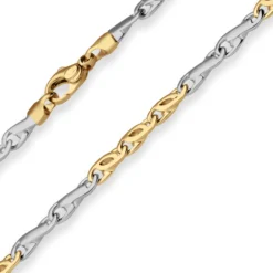 3,7mm Armband Fantasiekette Goldarmband Armschmuck aus 375 Gold gelb/weiß 19cm
