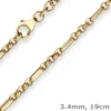 3,4mm Armband Fantasiekette Goldarmband Armschmuck aus 375 Gold Gelbgold 19cm
