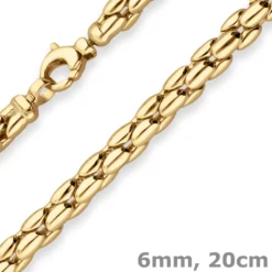 6mm Armband Fantasiekette Goldarmband Armschmuck aus 585 Gold Gelbgold 20cm