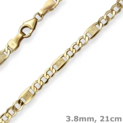 3,8mm Armband Fantasiekette Goldarmband Armschmuck aus 375 Gold Gelbgold 21cm