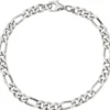 5,3mm Armband Figarokette aus 925 Silber rhodiniert diamantiert Armschmuck, 21cm