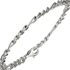 5,3mm Armband Figarokette aus 925 Silber rhodiniert diamantiert Armschmuck, 21cm