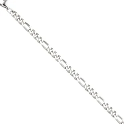 5,3mm Armband Figarokette aus 925 Silber rhodiniert diamantiert Armschmuck, 21cm