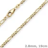 2,8mm Armband Figarokette diamantiert Armschmuck aus 585 Gold Gelbgold 19cm