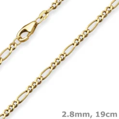 2,8mm Armband Figarokette diamantiert Armschmuck aus 585 Gold Gelbgold 19cm