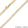 2,8mm Armband Figarokette diamantiert Armschmuck aus 750 Gold Gelbgold 19cm