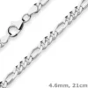 4,6mm Armband Figarokette diamantiert Armschmuck aus 925 Silber rhodiniert 21cm