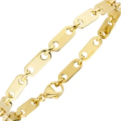 5mm Armband Goldarmband Plattenkette aus 585 Gold Gelbgold, 21cm Armschmuck