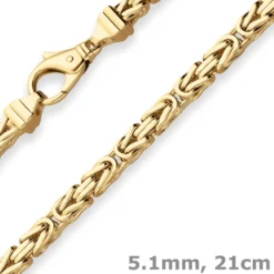 5,1mm Armband Königskette Armschmuck aus 585 Gold Gelbgold 21cm