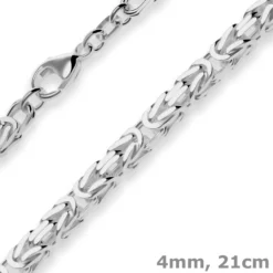 4mm Armband Königskette Silberarmband Armschmuck aus 925 Silber rhodiniert 21cm