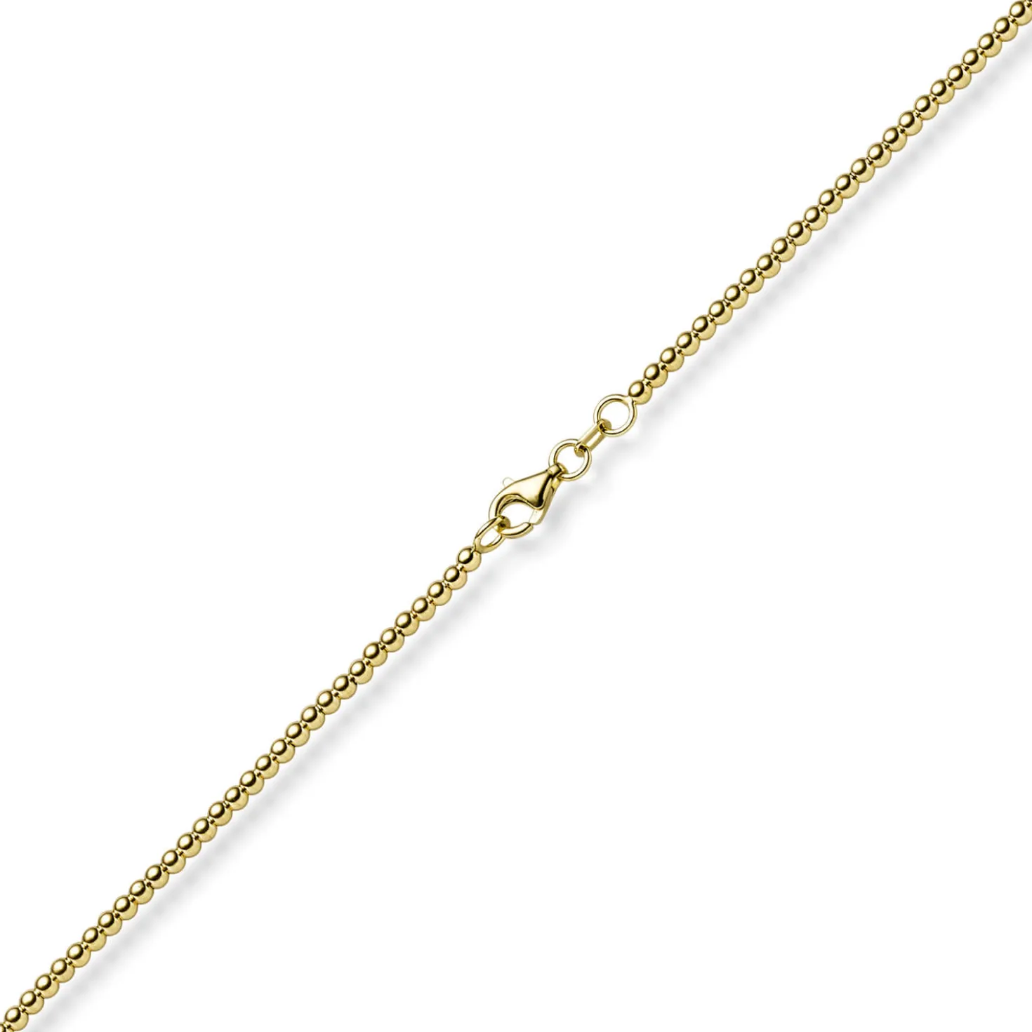 2,2mm Armband Kugelkette aus 585 Gold Gelbgold glatt poliert 21cm