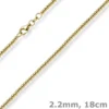 2,2mm Armband Kugelkette aus 585 Gold Gelbgold glatt poliert 18cm