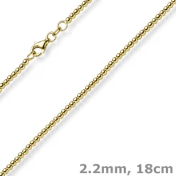 2,2mm Armband Kugelkette aus 585 Gold Gelbgold glatt poliert 18cm