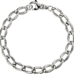 7,3mm Armband Lang-Panzerarmband Panzerkette mit Struktur, 925 Silber, 19cm