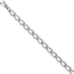 7,3mm Armband Lang-Panzerarmband Panzerkette mit Struktur, 925 Silber, 19cm