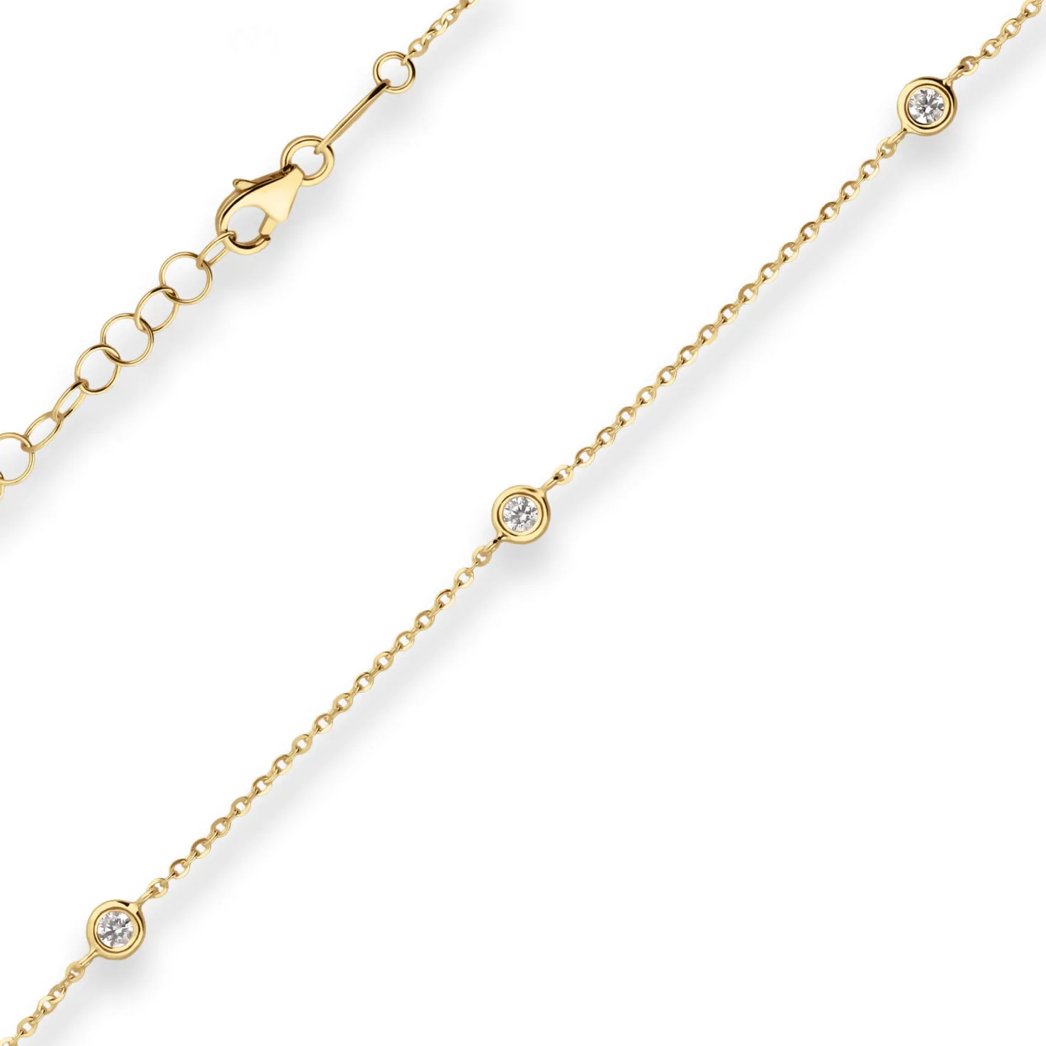 1,2mm Armband mit Zirkonia Ankerkette diamantiert aus 375 Gold Gelbgold 16cm