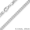 4,1mm Armband Panzerkette Armschmuck aus 925 Silber rhodiniert 19cm