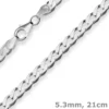 5,3mm Armband Panzerkette Armschmuck aus 925 Silber rhodiniert 21cm
