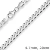 4,7mm Armband Panzerkette Armschmuck aus 925 Silber rhodiniert 20cm