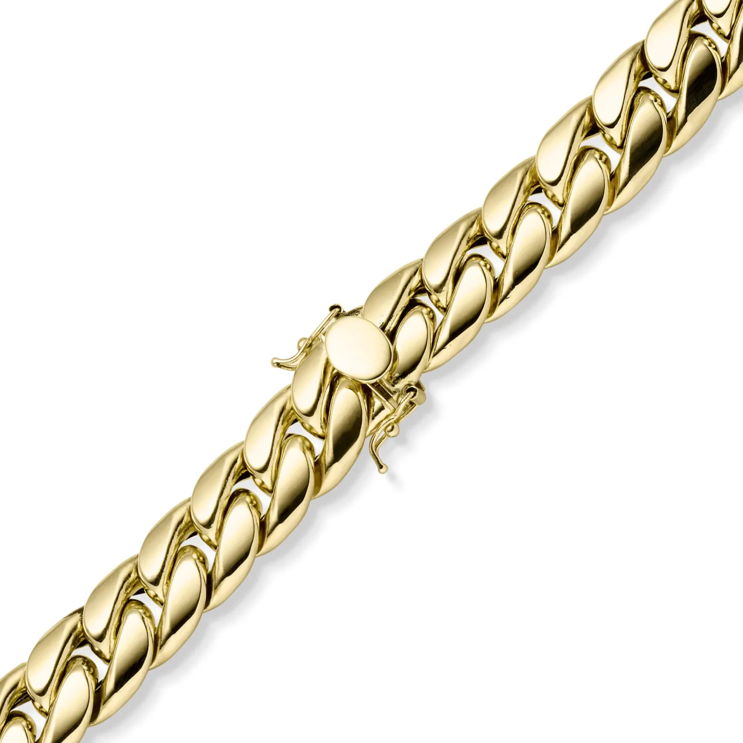 12,5mm Armband Panzerkette aus 585 Gold Gelbgold hohl mit Kastenschloss 19cm