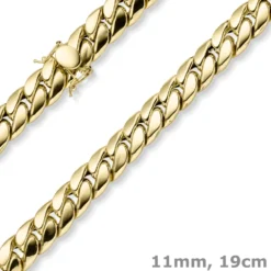 11mm Armband Panzerkette aus 585 Gold Gelbgold hohl mit Kastenschloss 19cm