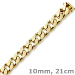 10mm Armband Panzerkette aus 585 Gold Gelbgold massiv 4-seitig diamantiert 21cm